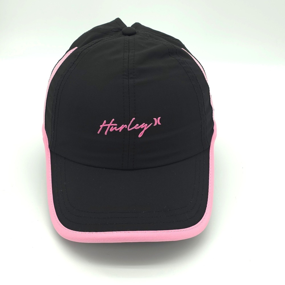Hurley Hat Cap Womens Strap Back Black Pink Ponytail Mesh Performance